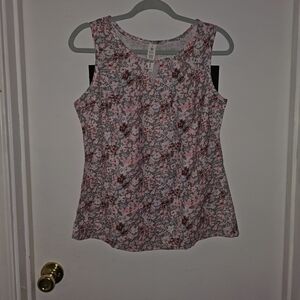 Talbots Pink and Gray Floral Blouse